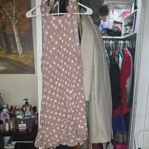 Entro Pink Polka Dot Midi Dress